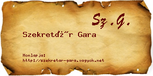 Szekretár Gara névjegykártya